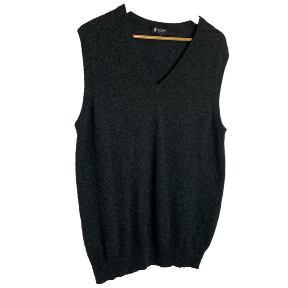 Men's Large Cashmere Boutique 100% Cashmere Gray V-Neck Sweater Vest - Picture 2 of 7